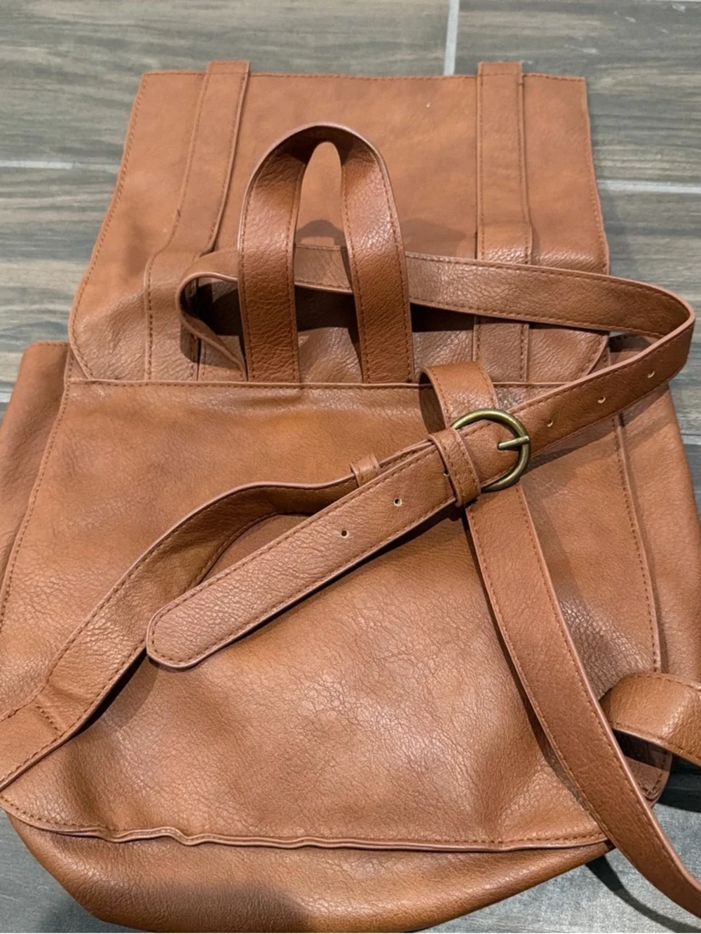 Universal Thread Tan/Brown Faux Leather Crossbody Backpack